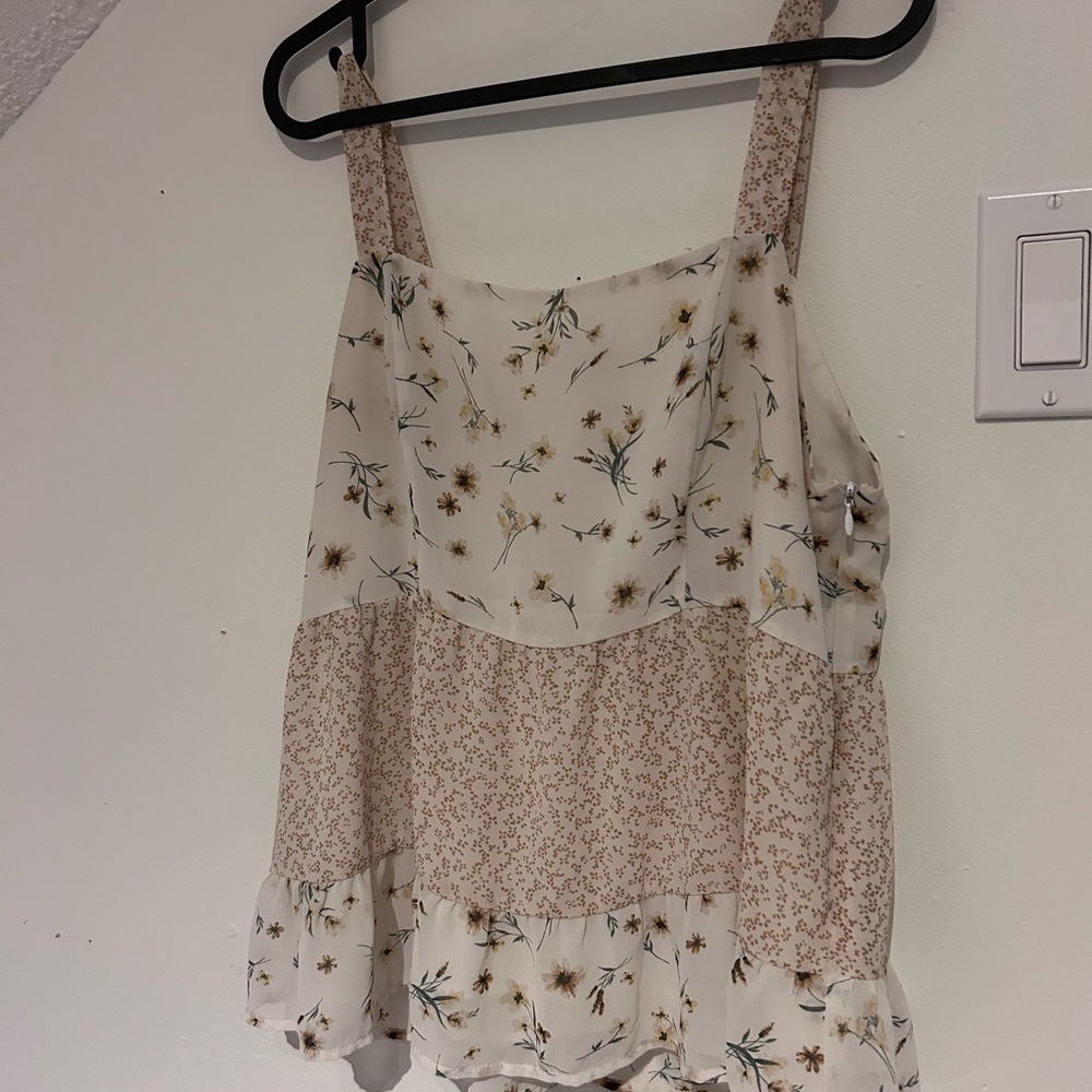 Paper Crane Floral Cream and Brown Camisole